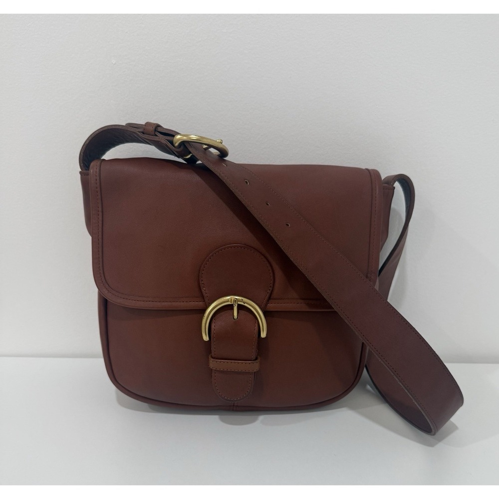 Vintage Coach Brown Bedford Flap Leather Shoulder Bag USA 4164‎ Magnetic Close
